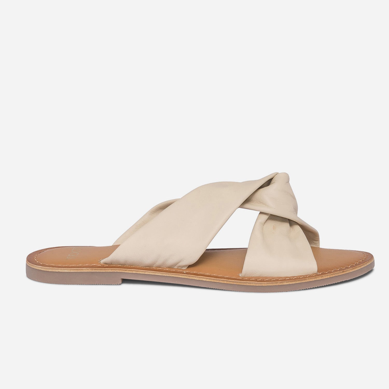 Mule TEXTO beige en cuir à brides souples croisées