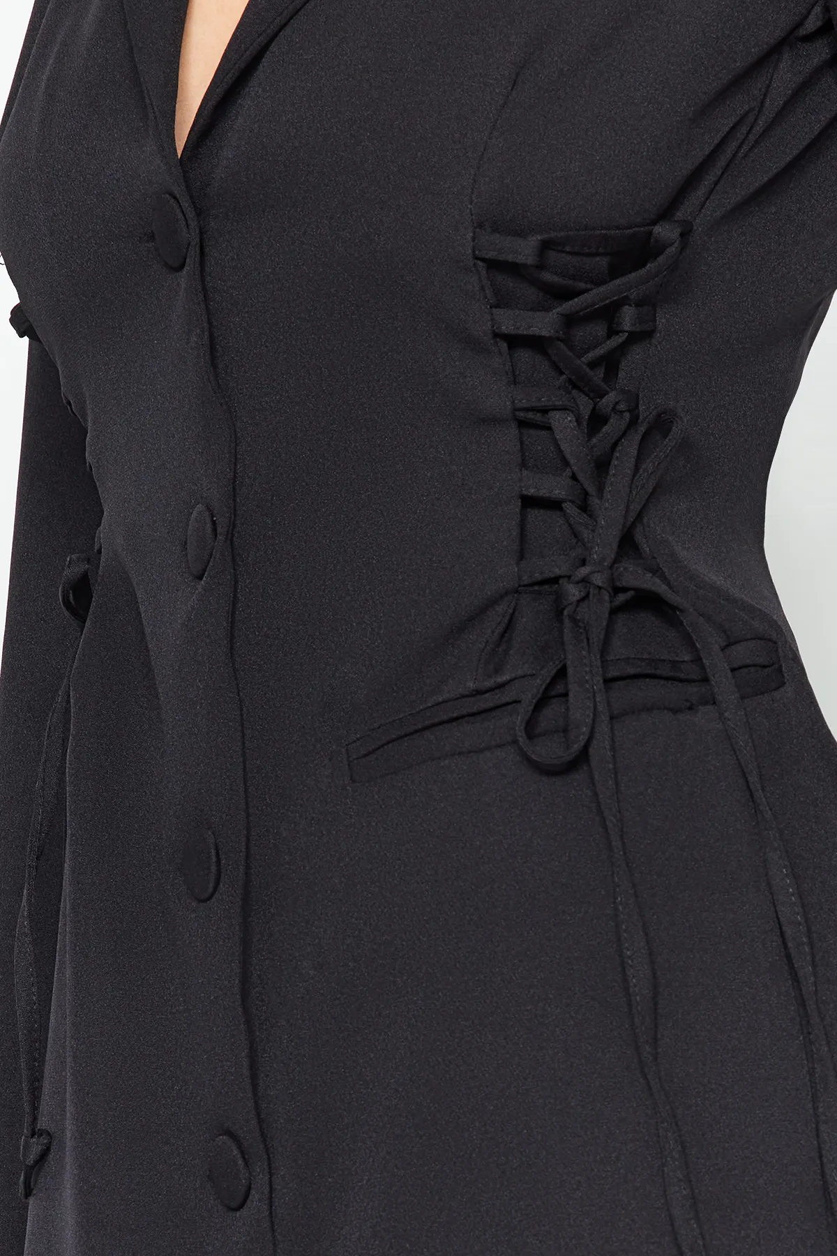 Trendyol Collection  Oil Tie Detailliertes, gewebtes Jackenkleid TWOAW24EL00402