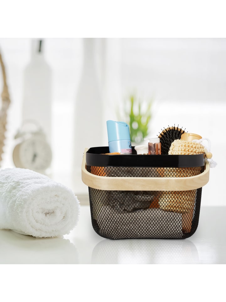 relaxdays Aufbewahrungskorb in Schwarz - (B)26 x (H)17,5 x (T)24,5 cm günstig kaufen onesize