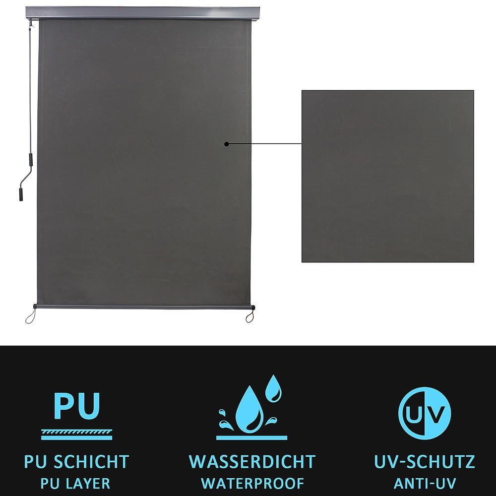 Mucola Senkrechtmarkise Senkrechtmarkise 160x250 cm Markise Seitenmarkise Anthrazit Windschutz (Stück) Wasserdicht und windbeständig