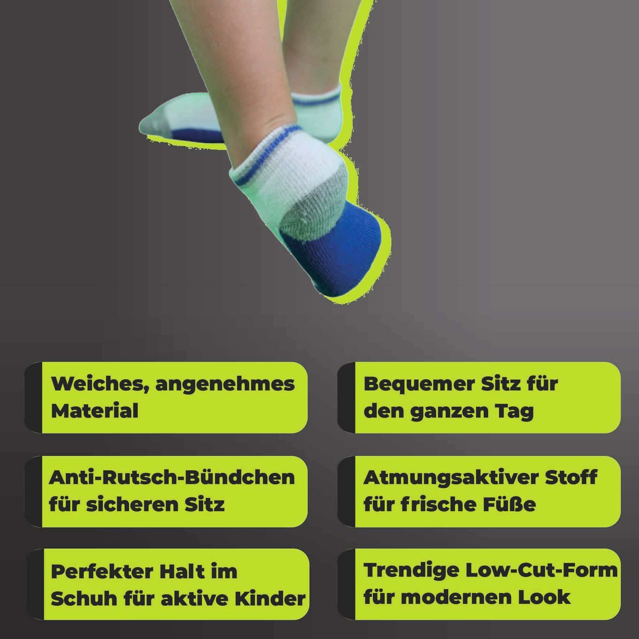 Athletech 6 Paar Low-Cut-Sportsocken für Kinder 3-5 Jahre bis Gr. 34 bunt