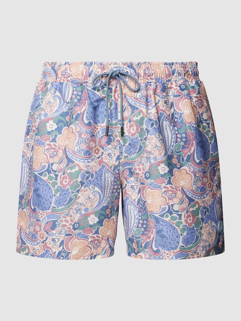 Badehose mit Allover-Print in dunkelblau