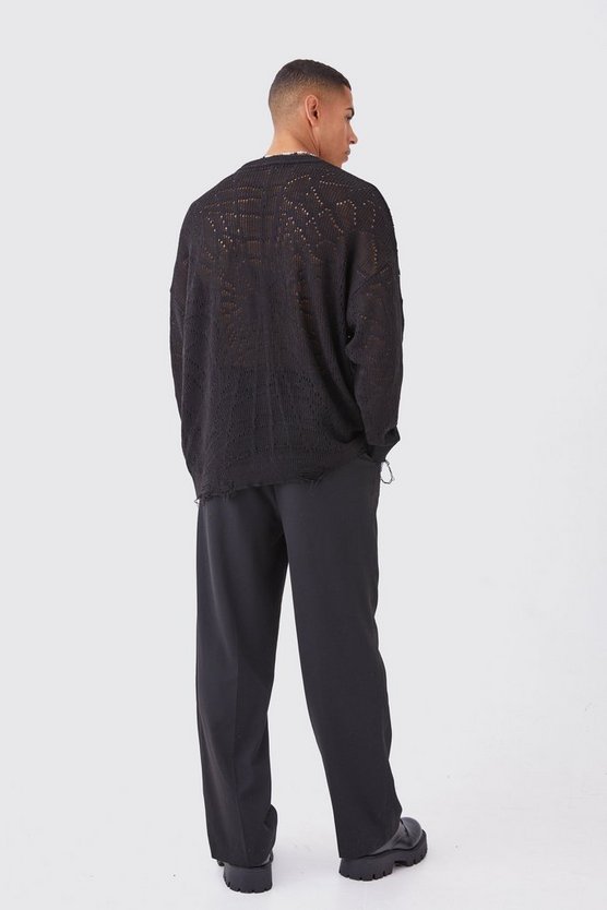 Oversize Spinnennetz-Pullover