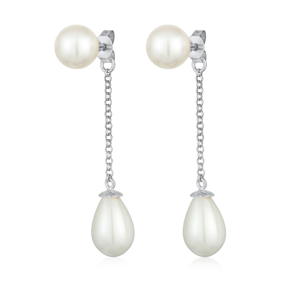 Nenalina Nenalina Boucles d'Oreilles Femmes Earjacket Goutte tendance avec perles de coqui Boucles d'oreilles