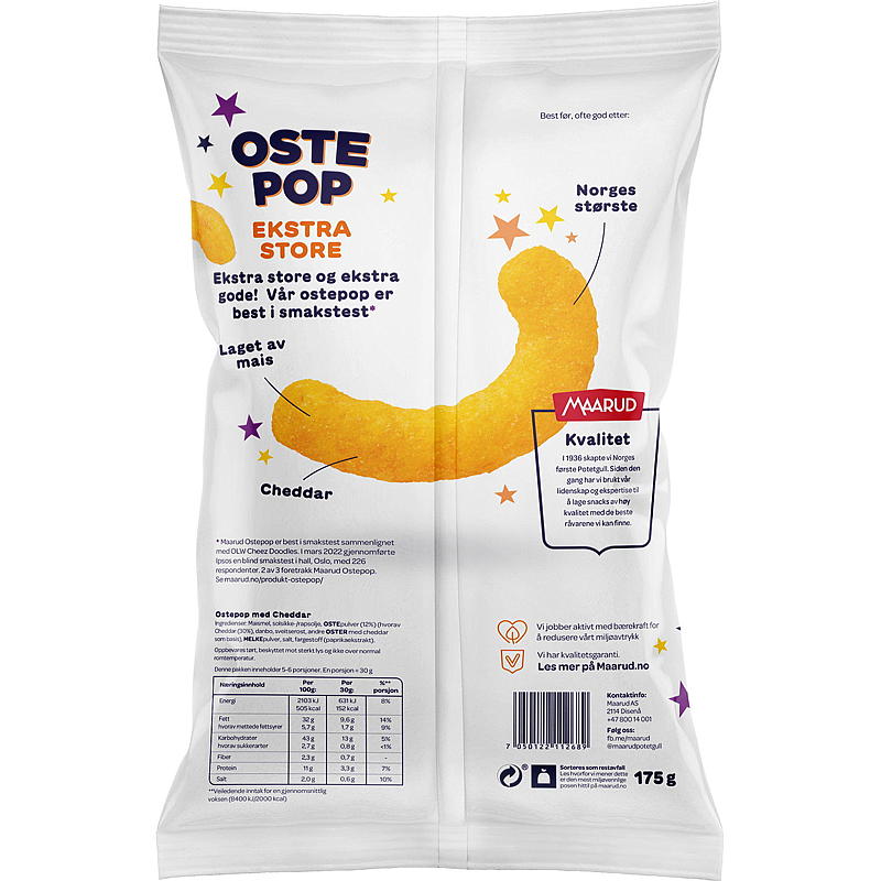 Maarud Ostepop 175 g xl real cheddar Maarud