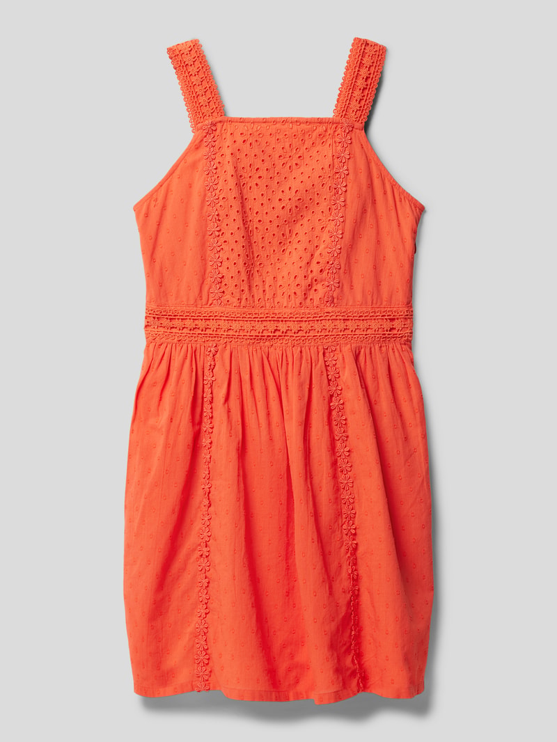 Kleid mit Lochstickereien in hellrot