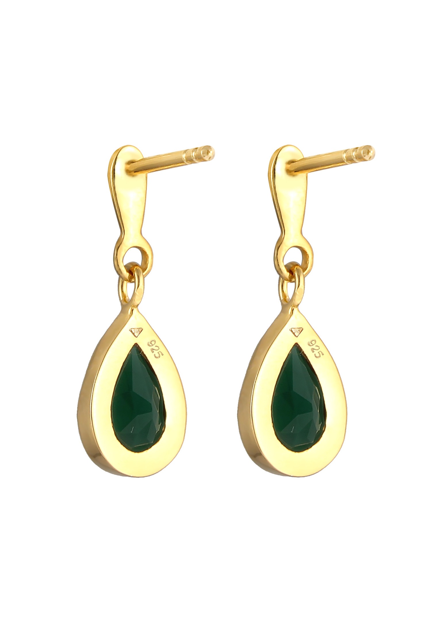 Elli PREMIUM naisten korvakorut, vihreän kvartsin pisarakorvakorut 925 sterlinghopeaa ja kullattua terästä
