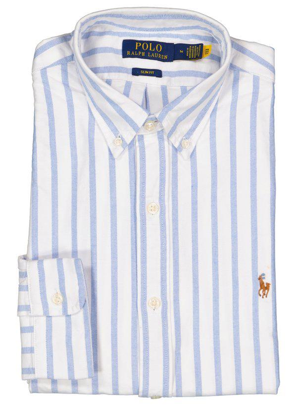 Polo Ralph Lauren, Hemd, Slim Fit, Oxford, weiß-blau gestreift