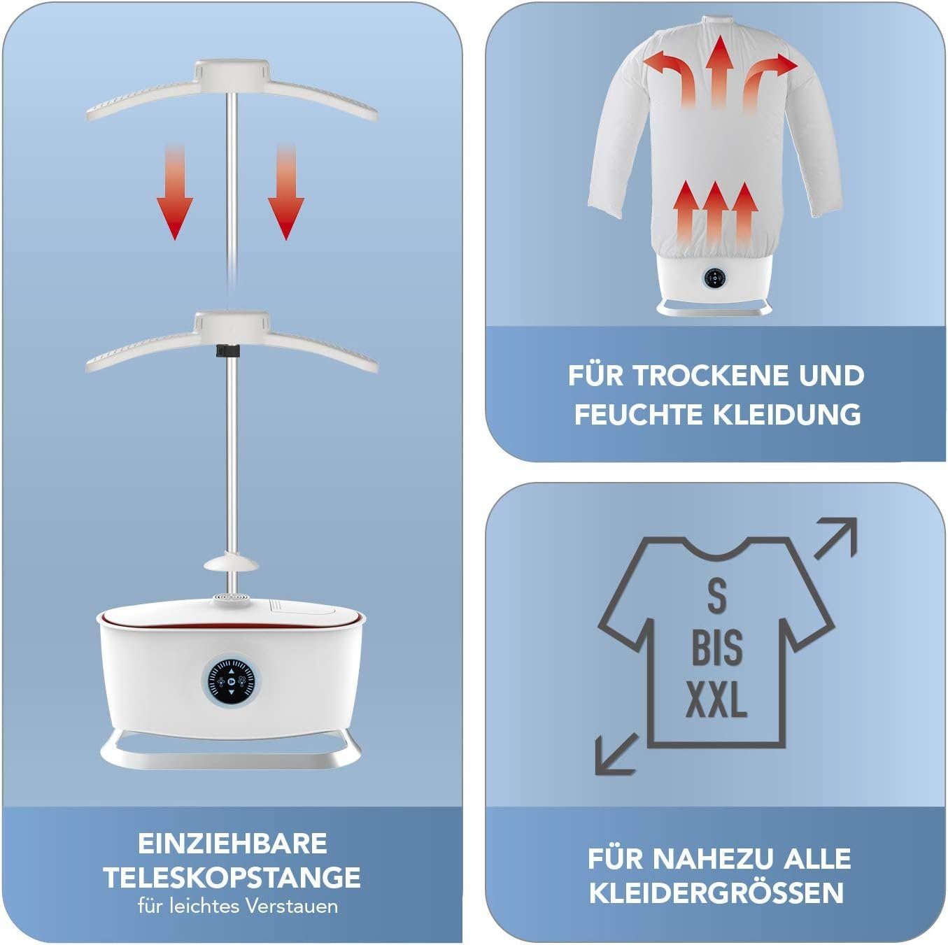 CLEANmaxx Bügelmaschine Hemdenbügler Dampffunktion, Bügelautomat, Bügelstation für Hemden, 1800,00 W, Hemd & Hosen, Blusen, Abschaltautomatik Dampfbügelstation Bügeleisen