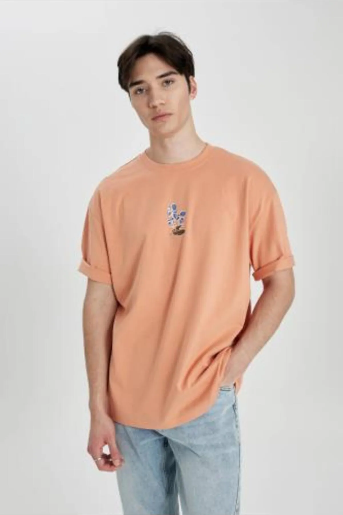 DeFacto  Kurzarm-T-Shirt mit Oversize-Passform und bedrucktem Rücken, Rundhalsausschnitt und bedrucktem Rücken B4646ax24sp