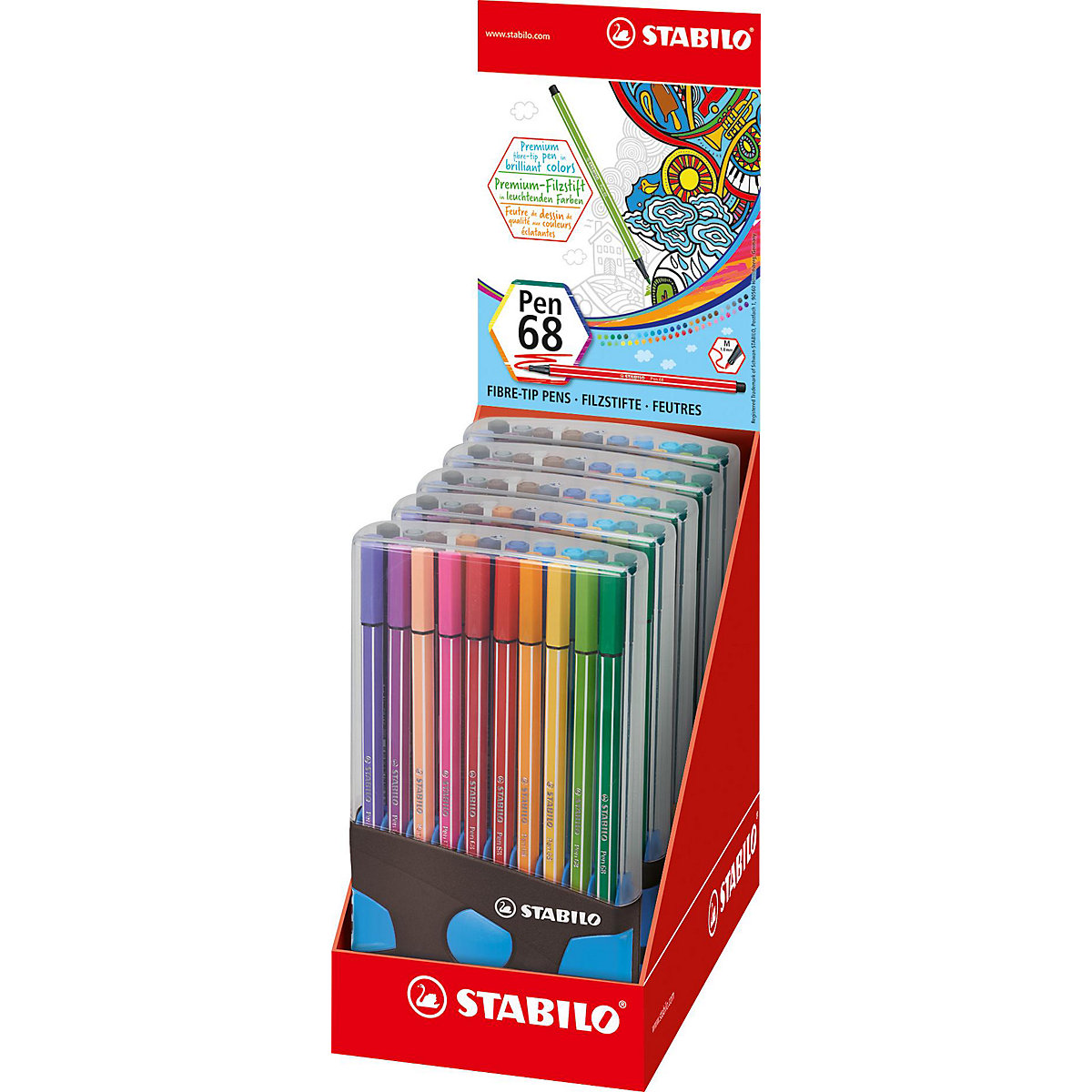 Premium-Filzstifte Pen 68, 20 Farben im Color Parade Tischset blau