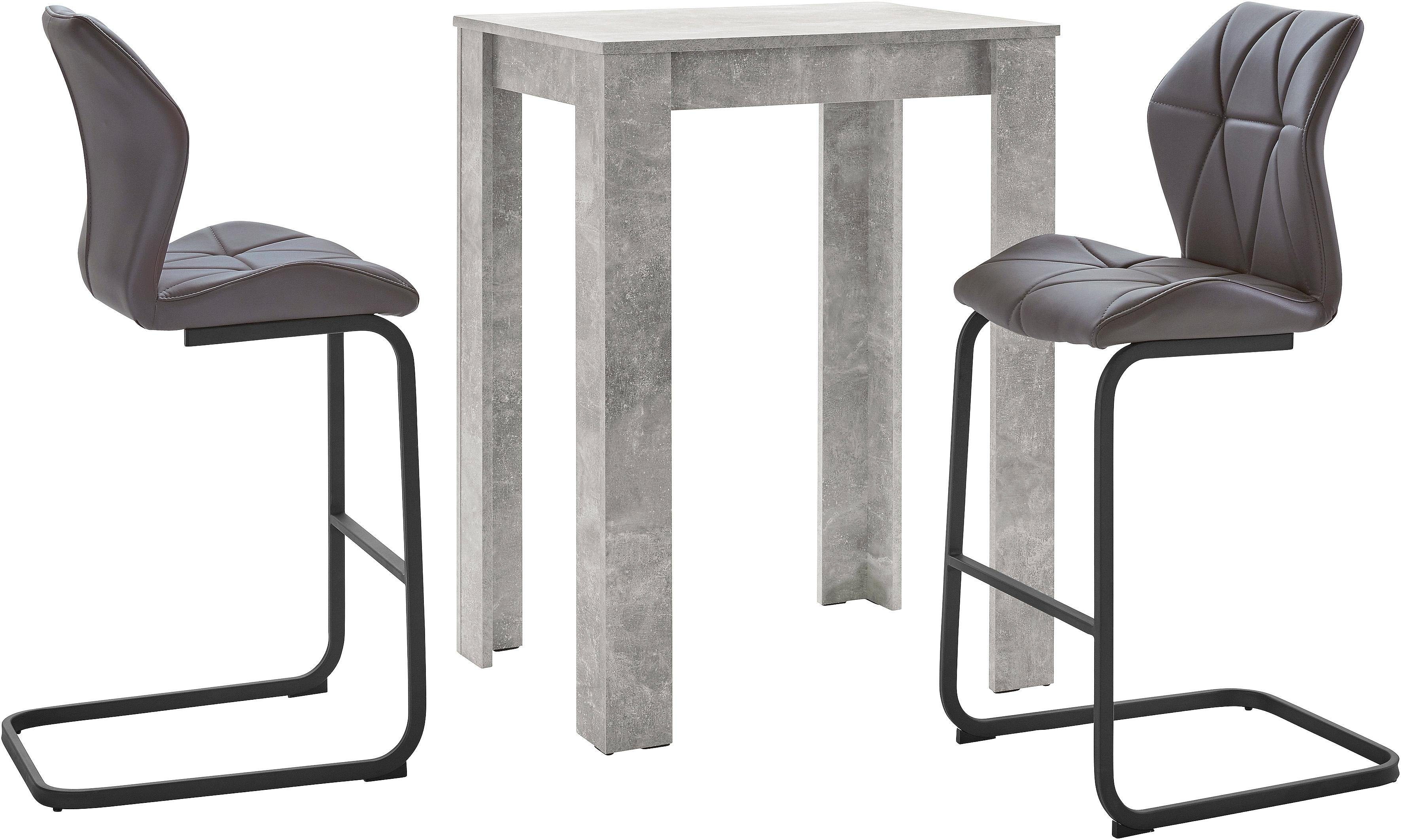 Homexperts Bargruppe Nika-Indira, Tisch mit 2 Barhockern