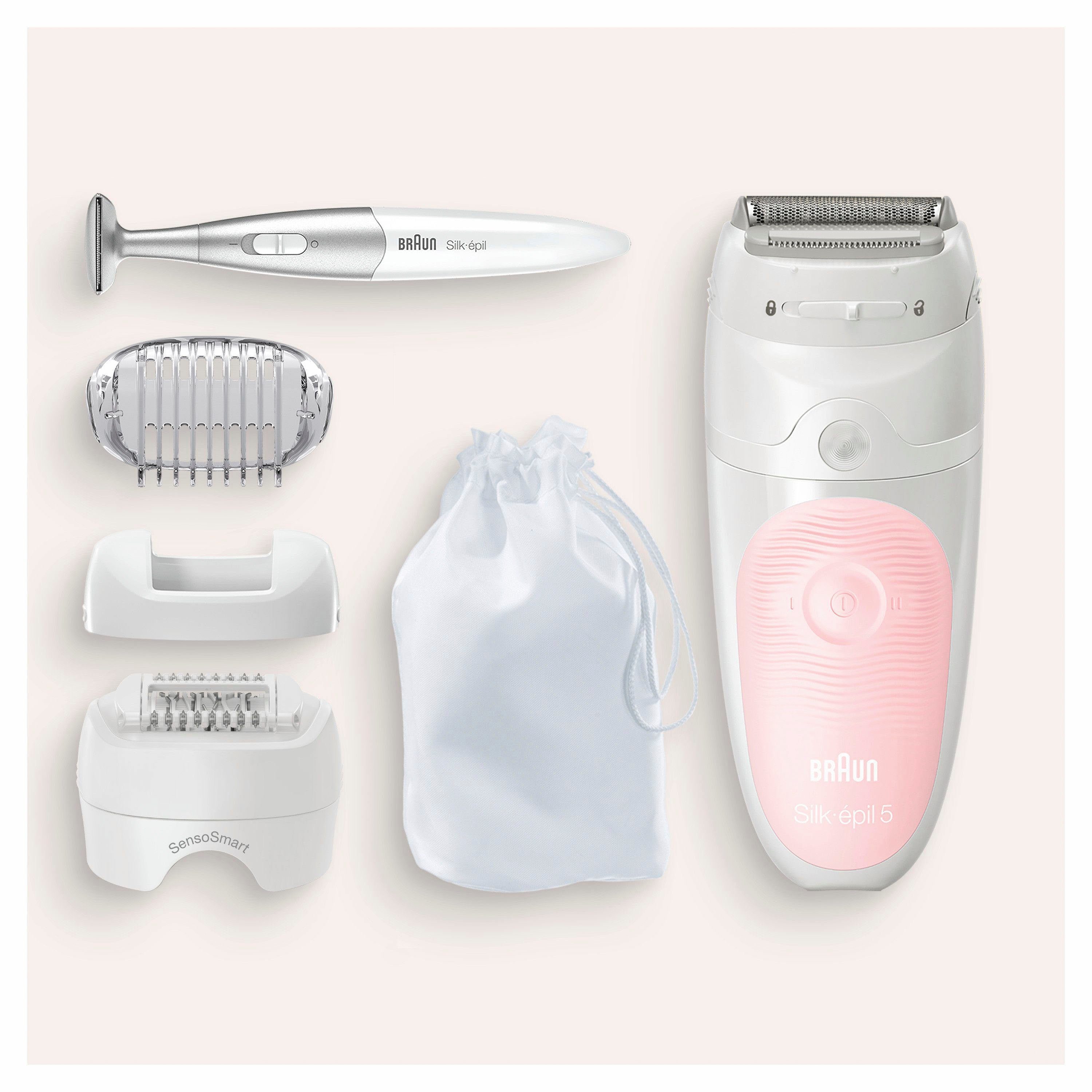 Braun Epilierer Silk-épil 5 5-820, Wet&Dry, Hochfrequenz-Massageaufsatz