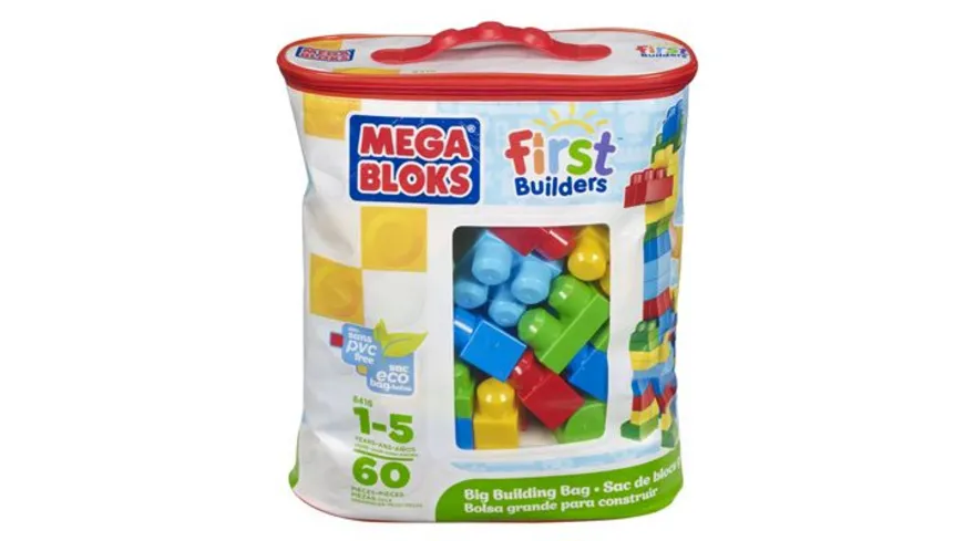 Mega Bloks Bausteine-Beutel bunt (60 Teile), Steck-Bausteine Kinder, Bauklötze