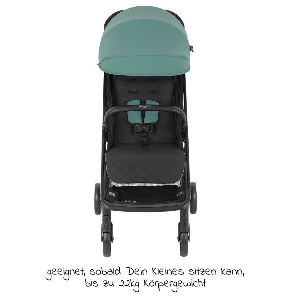 Graco Kinder-Buggy Myavo - Mint, Sportwagen mit Liegefunktion, Regenschutz nur 5,8 kg bis 22 kg faltbar