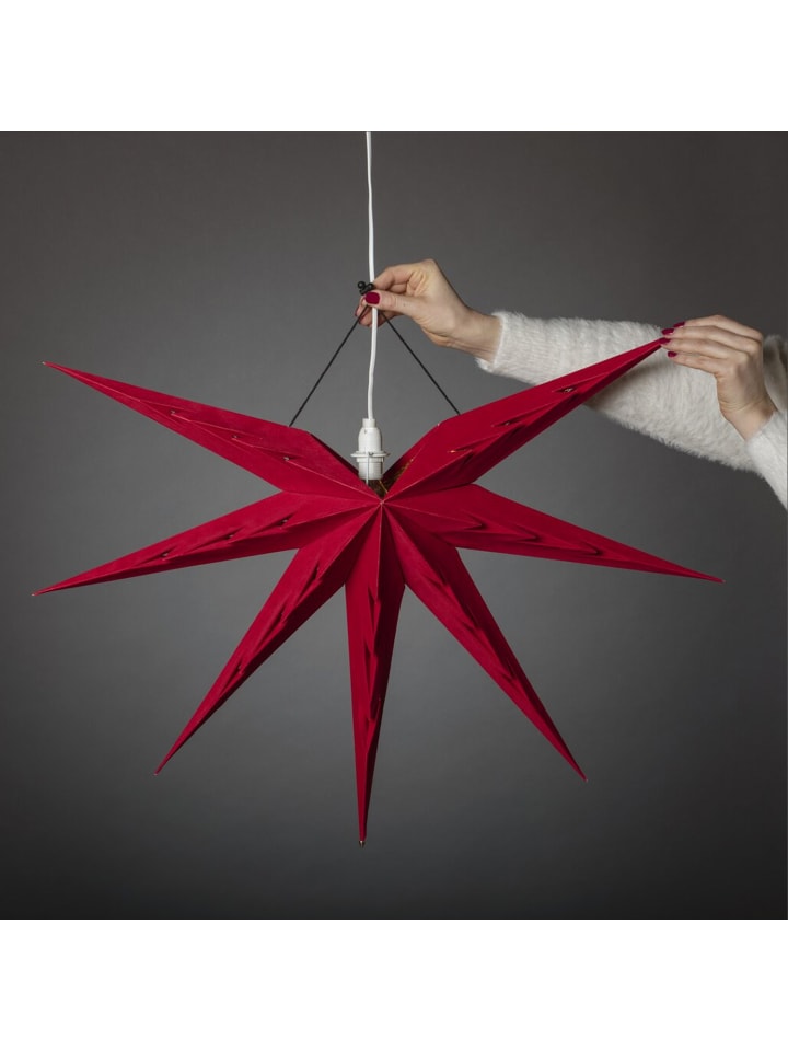Konstsmide Papierstern mit Samt Leuchtstern Faltstern hängend D: 78cm in rot günstig kaufen onesize