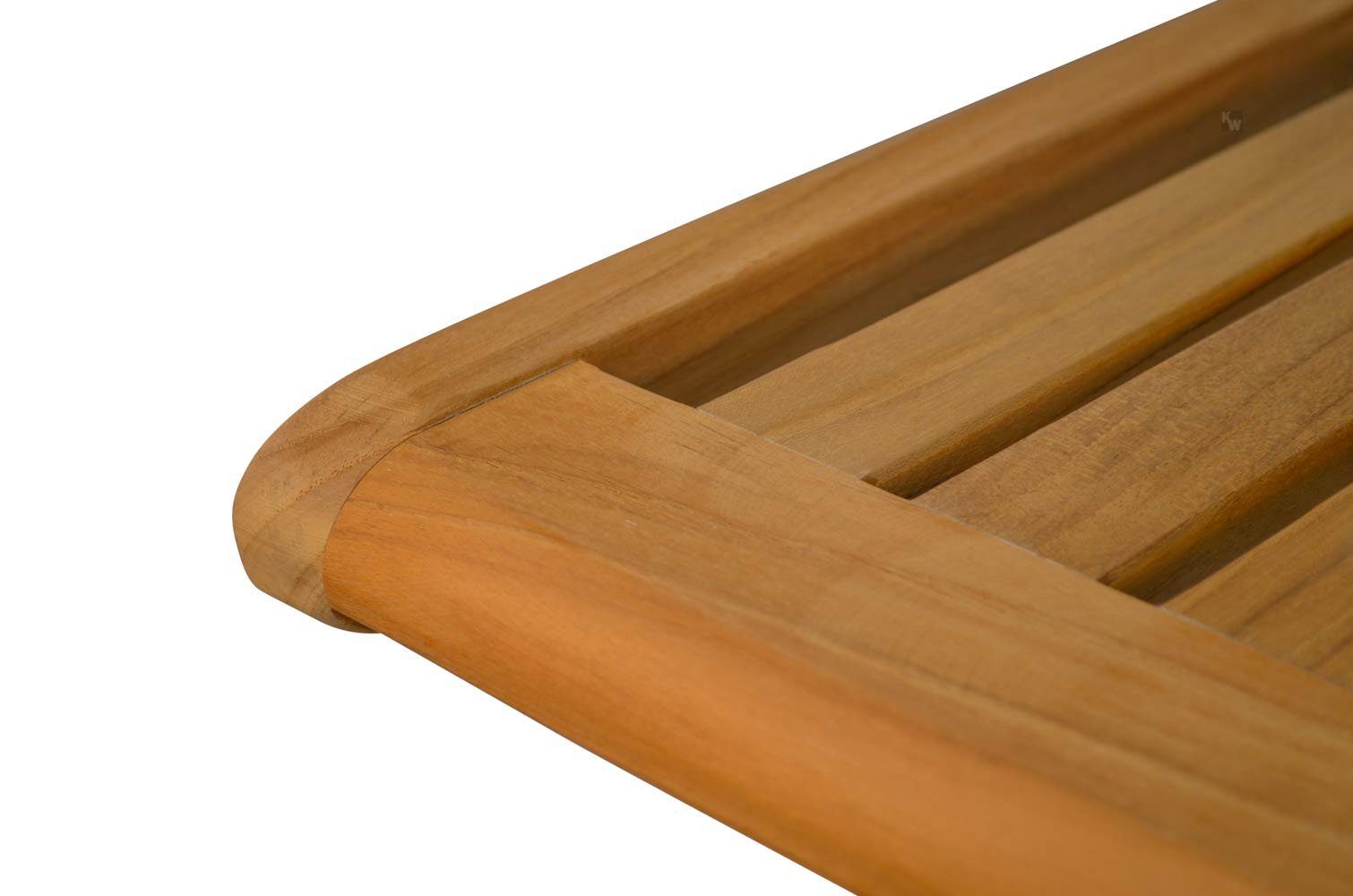 Kai Wiechmann Fußhocker Hochwertige Teak Fußbank 47 x 49 cm als wetterfester Holzhocker, klappbare und unbehandelte Fußstütze aus Teakholz
