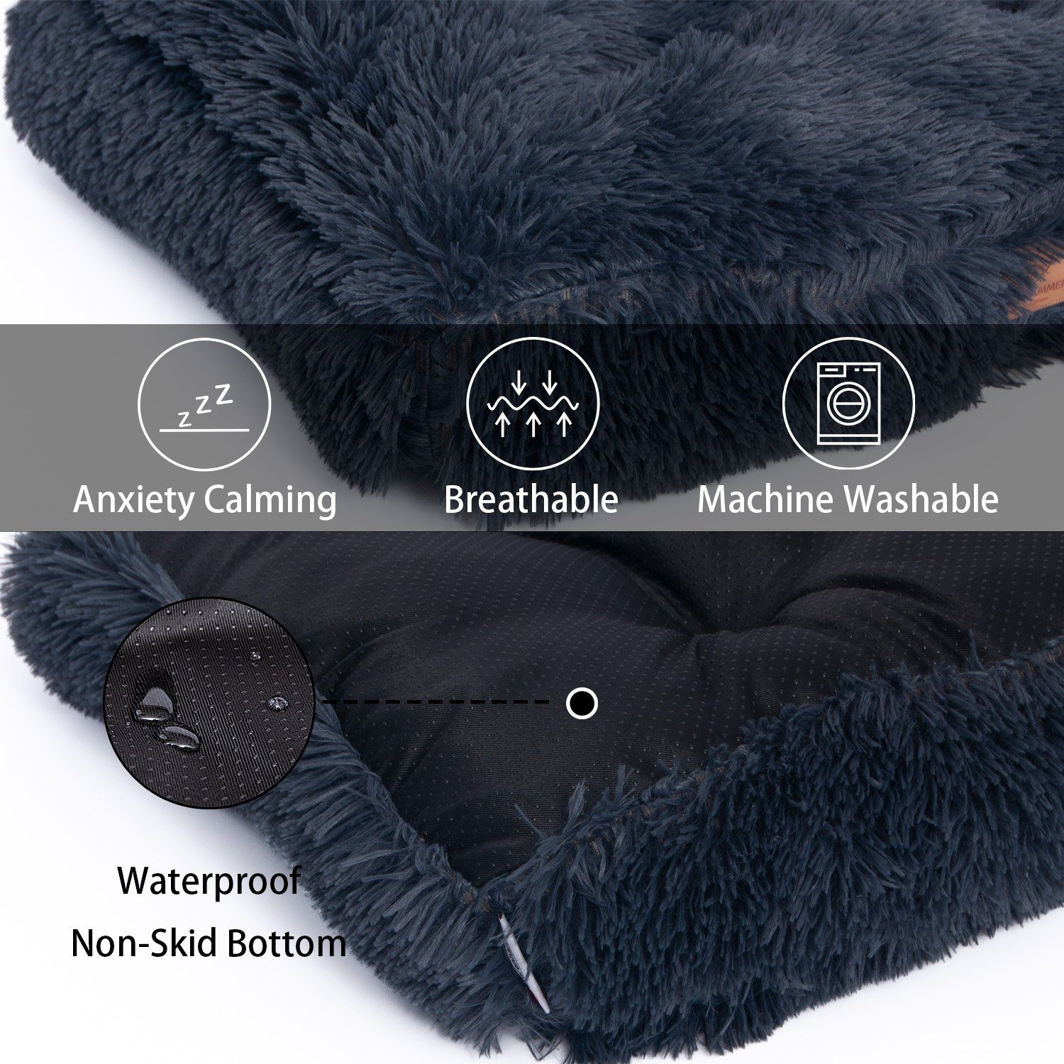 Warenhammer Tierbett Premium Hundebett weicher Plüsch sehr Kuschelig, Flauschiger Plüsch, verschiedene Größen, Bezug Abnehmbar, Maschinenwaschbar