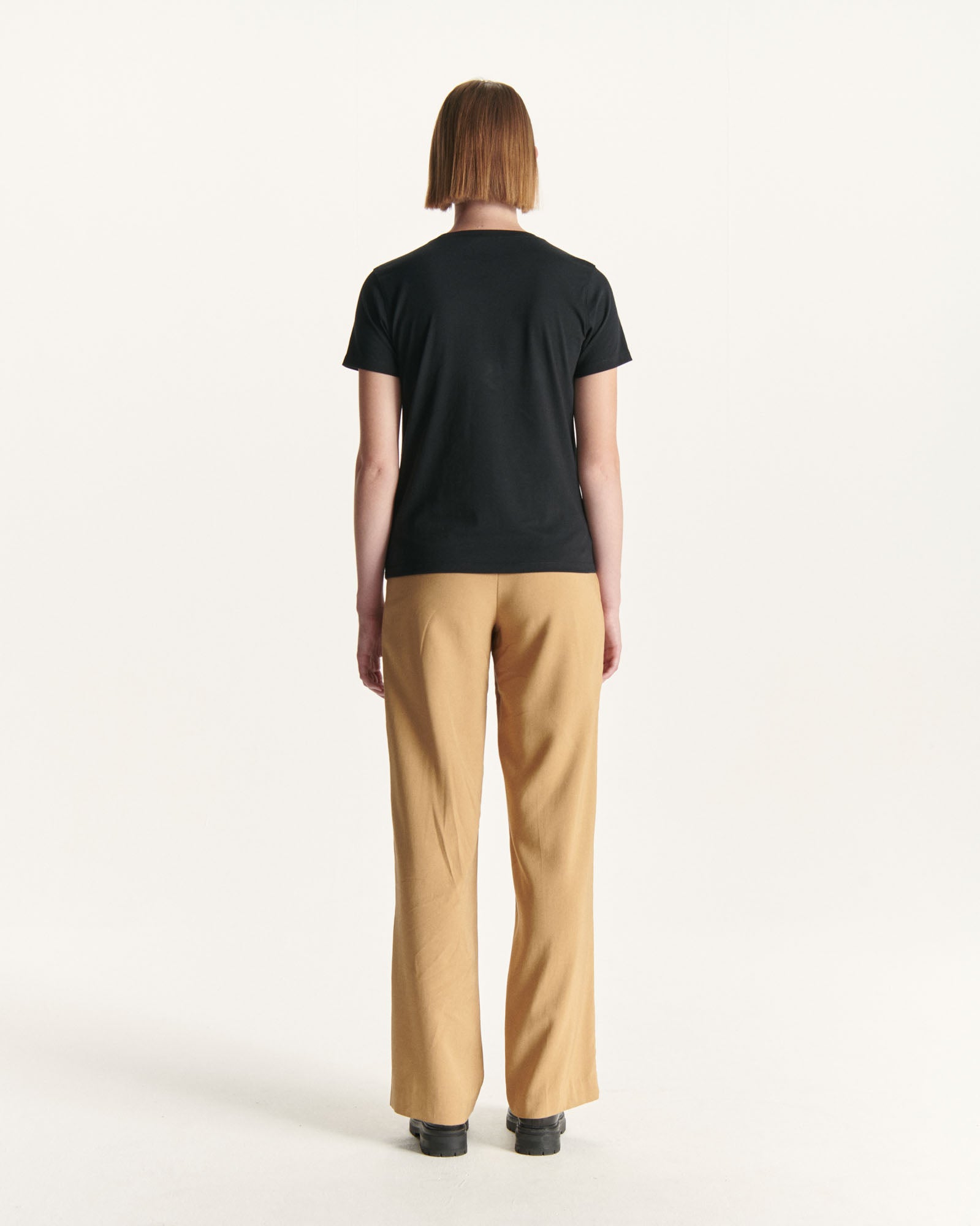T-shirt à col rond femme en coton biologique Noir Rosas