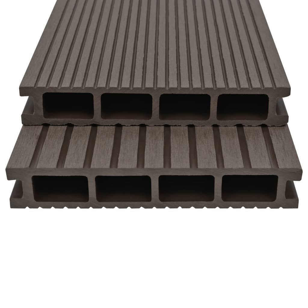 Teppichboden WPC Hohlkammer Terrassendielen + Zubehör 20m² 2,2m Dunkelbraun, vidaXL, Höhe: 2.5 mm