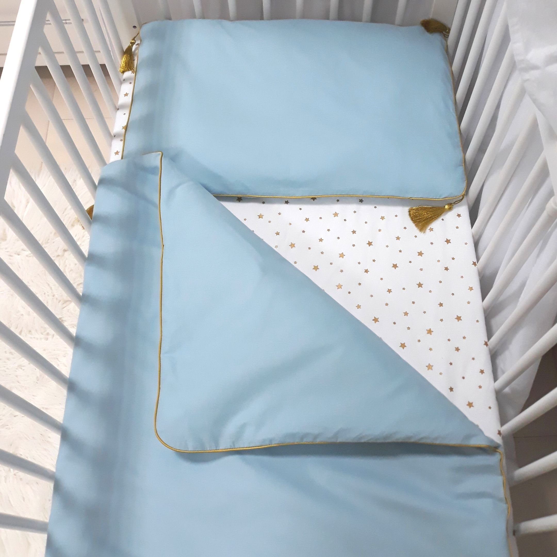 Babybettwäsche Baby Bett Set ¡GLAM! 4tlg, 100x135 cm - Bett Ausstattung 70x140, Babymajawelt, Baumwolle, 4 teilig, Bettwäsche+Spannbetttuch Nestchen, Top Baumwolle, Made in EU