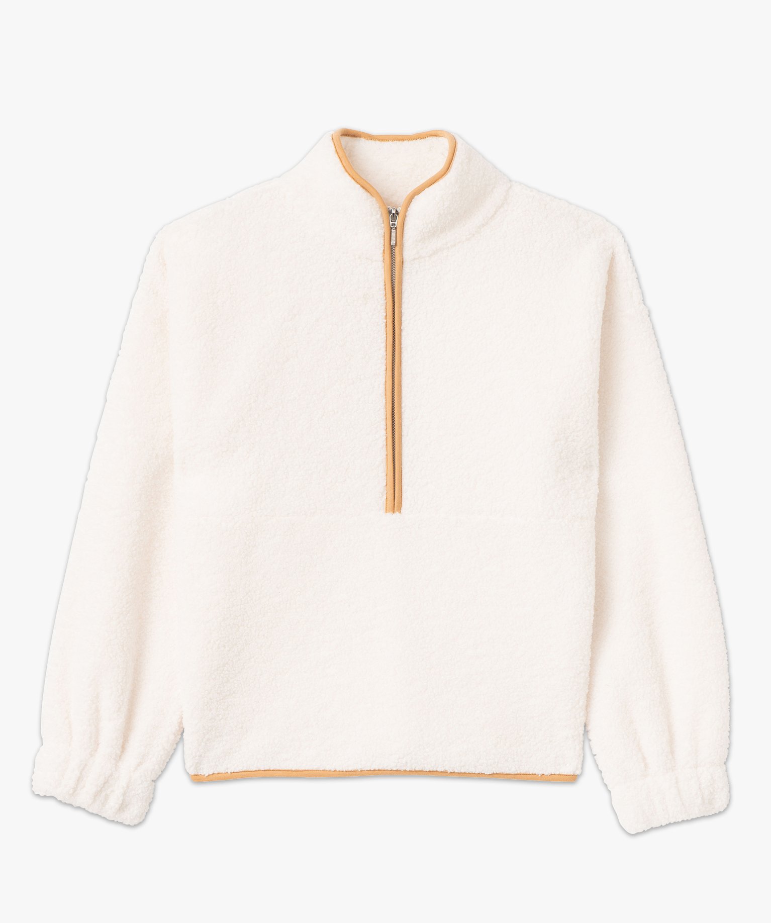 Sweat en maille bouclette avec col zippé femme ecru | GEMO