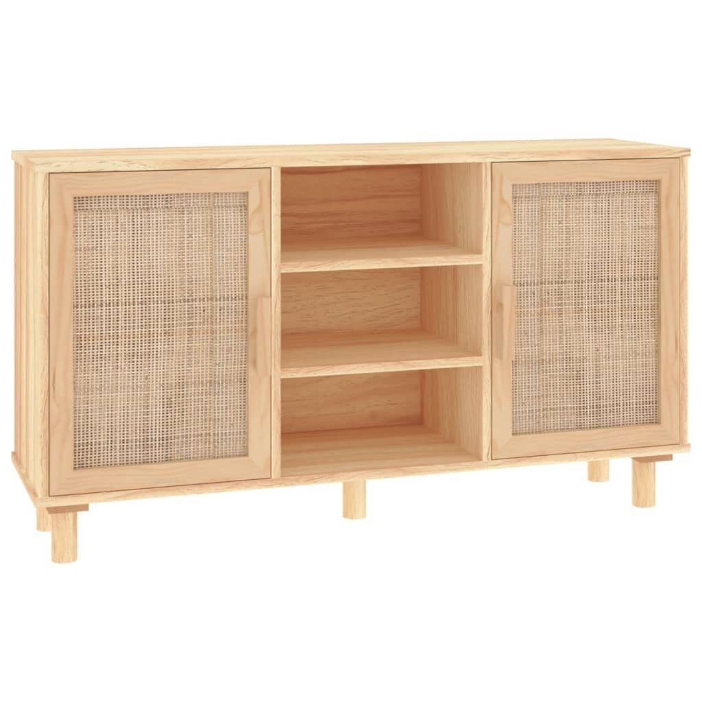 vidaXL Sideboard Sideboard Braun 105x30x60 cm Massivholz Kiefer und Natur-Rattan (1 St)