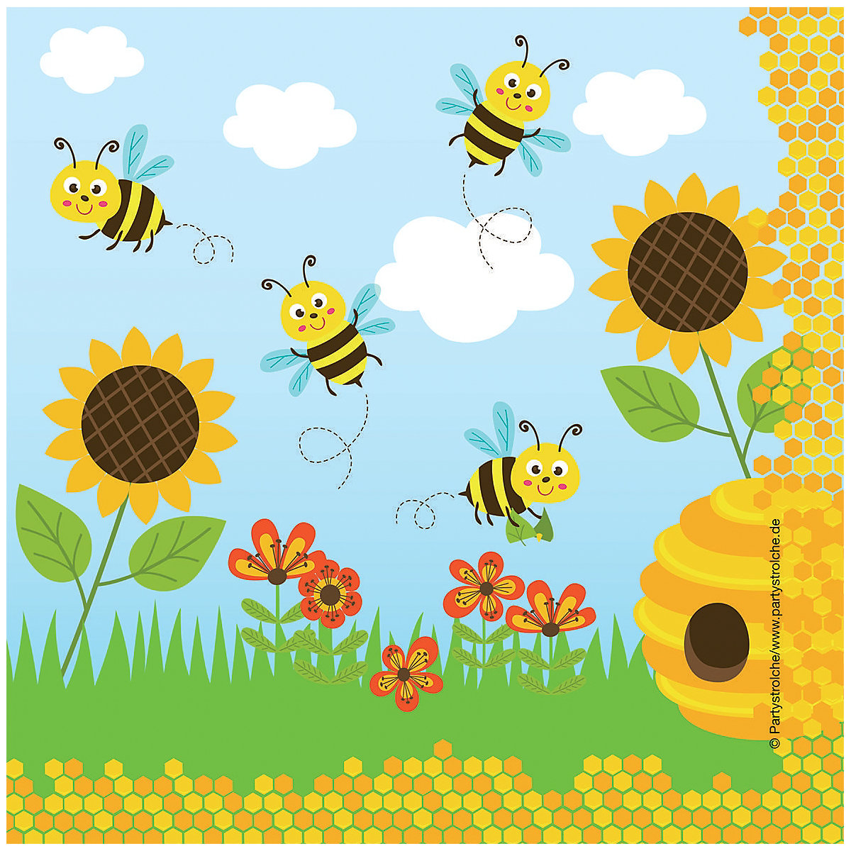 Servietten Freche Bienen, 33 cm, 20 Stück