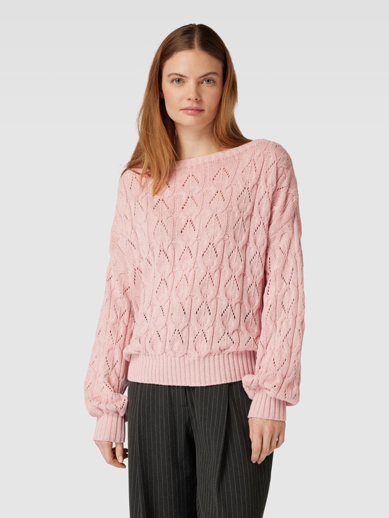 Strickpullover mit Lochstickerei Modell 'Brynn life' in hellrosa