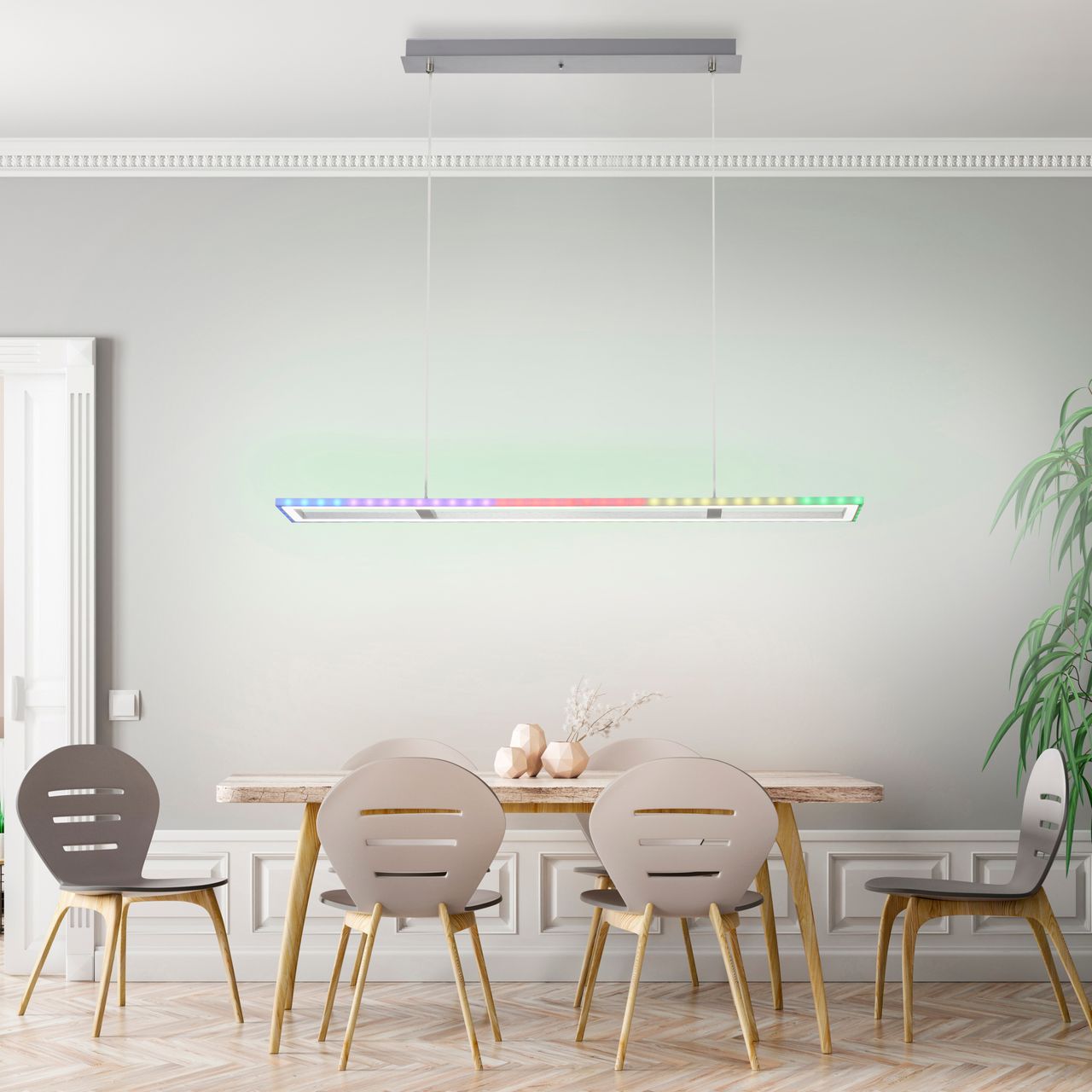 JUST LIGHT LeuchtenDirekt LED Pendelleuchte FELIX60, Downlight: CCT, Sidlight: RGB, dimmbar, IR-Fernbedienung, IP20
