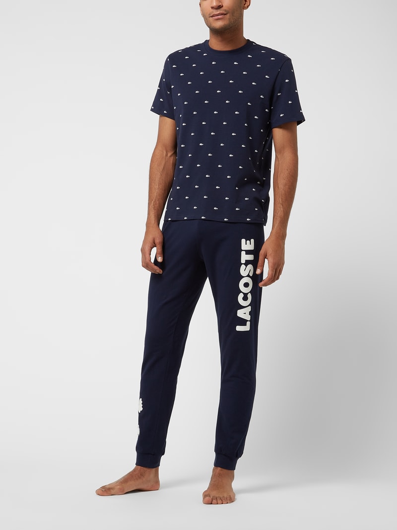Pyjama-Hose mit Logo in dunkelblau