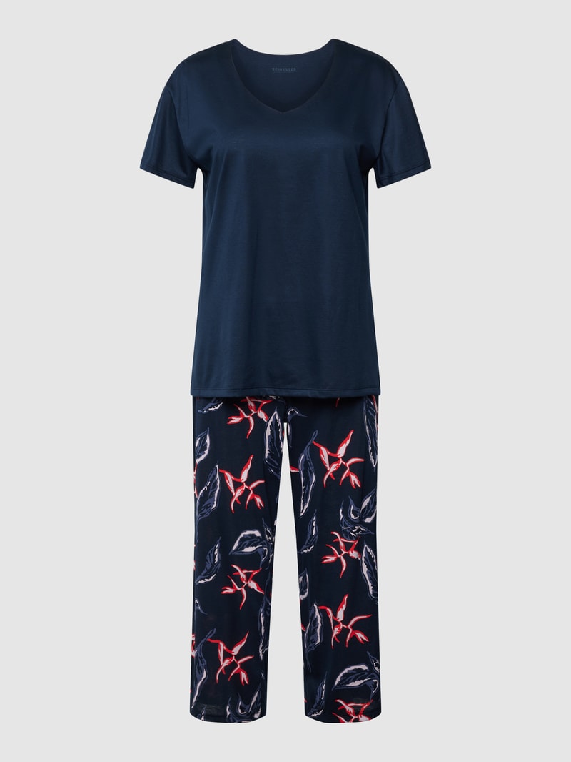 Pyjama mit Allover-Muster in marineblau