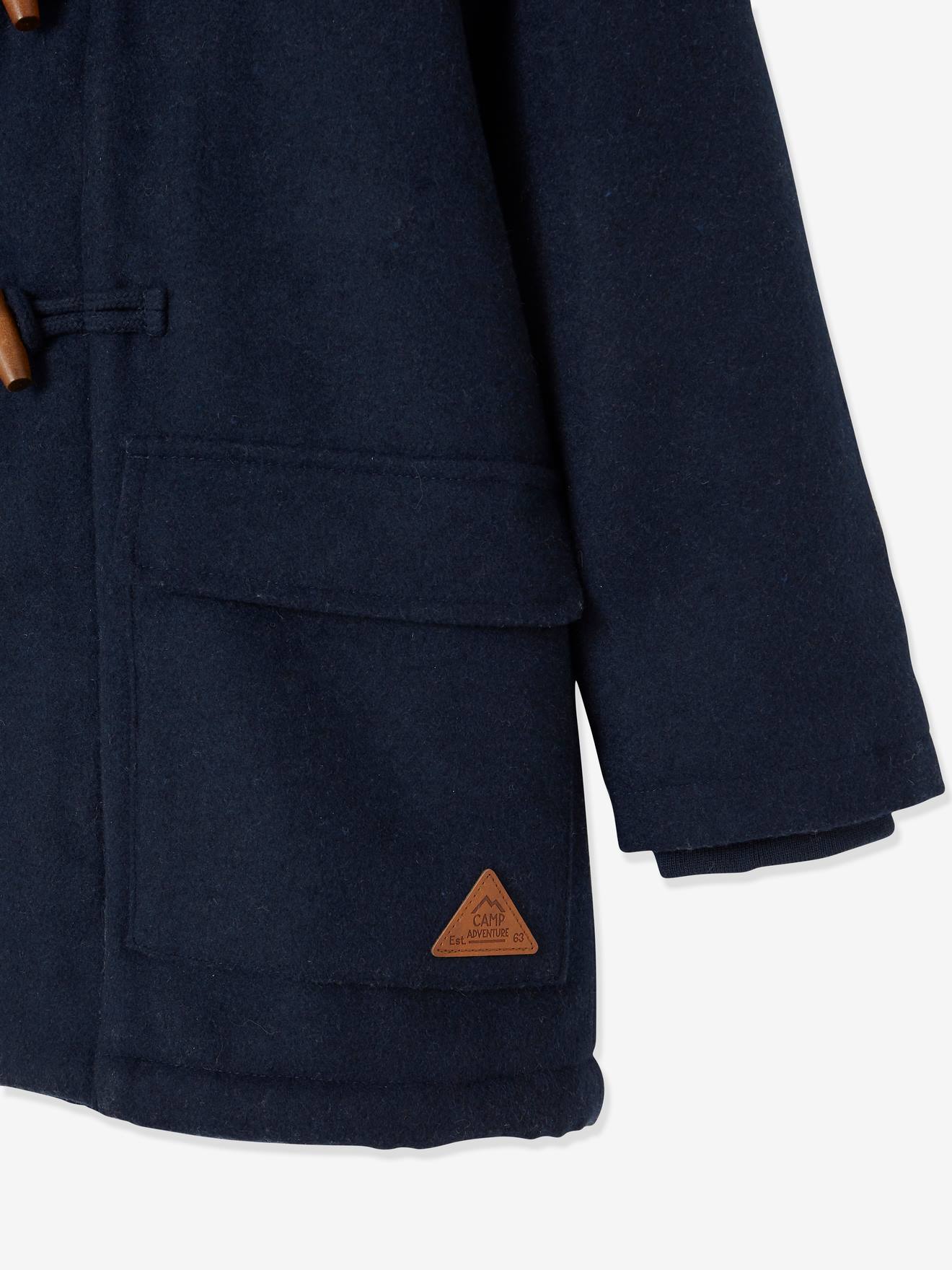 Vertbaudet Jungen Dufflecoat mit Teddyfleece-Futter - nachtblau