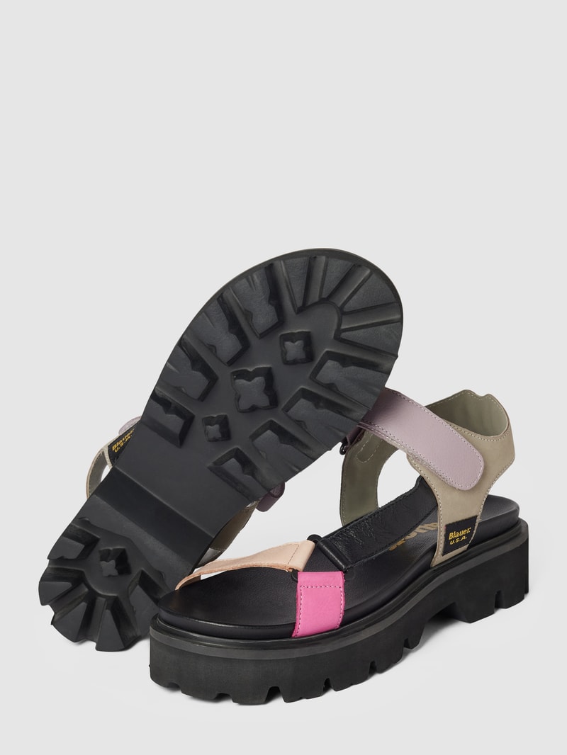 Sandalen aus Leder mit Label-Detail Modell 'ELSIE' in schwarz