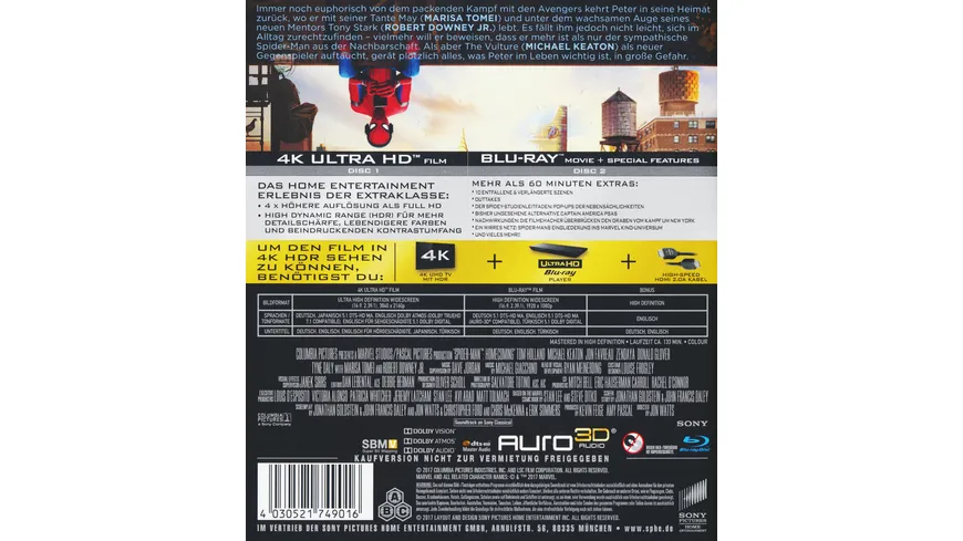 Spider-Man: Homecoming  (4K Ultra HD) (+ Blu-ray)