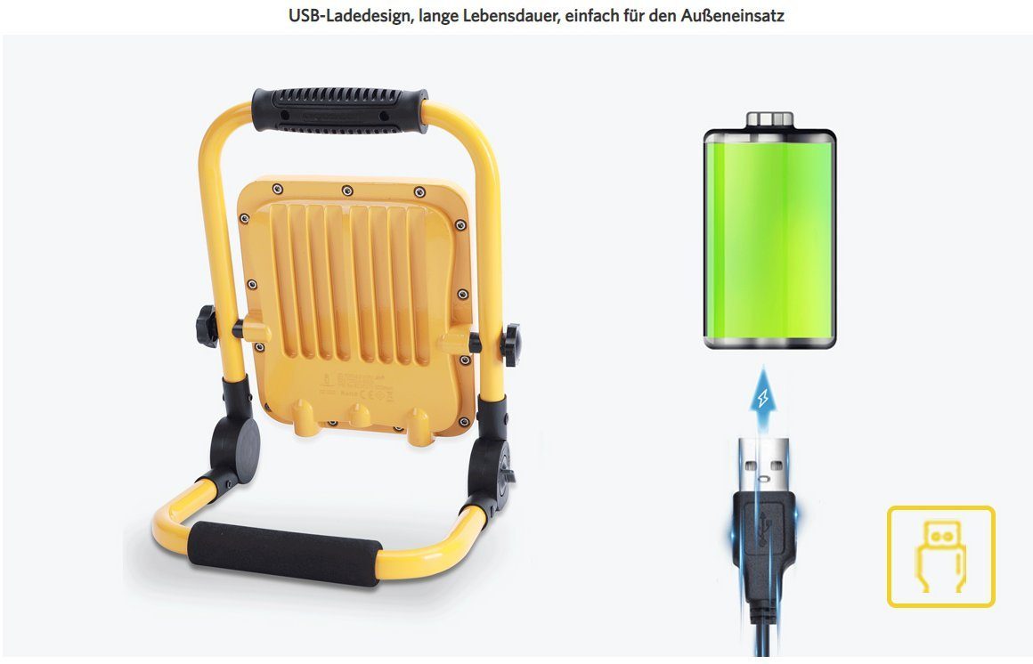 Aigostar Baustrahler LED Arbeitsscheinwerfer Bauscheinwerfer mit Akku IP65