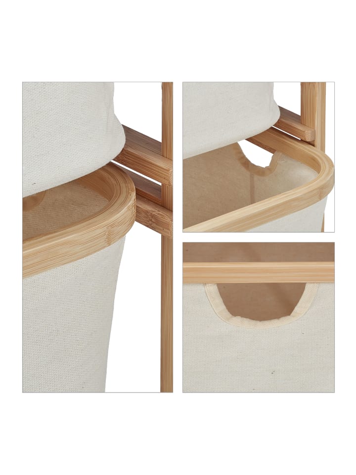 relaxdays Wäschekorb in Natur/ Beige - (B)44 x (H)85 x (T)33 cm günstig kaufen onesize