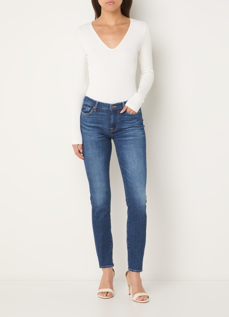 Blugi slim fit cu talie medie 7 For All Mankind Sliillsanmon, spălare medie