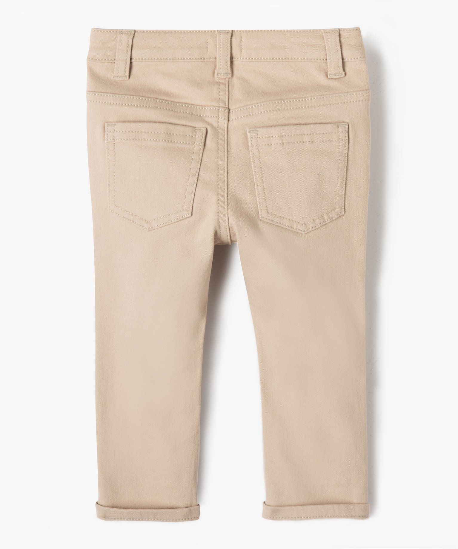 Pantalon bébé Garçon slim en toile extensible unie beige | GEMO