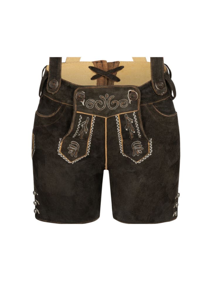 Nübler Lederhose Hotpants Fanny in Altschwarz günstig kaufen