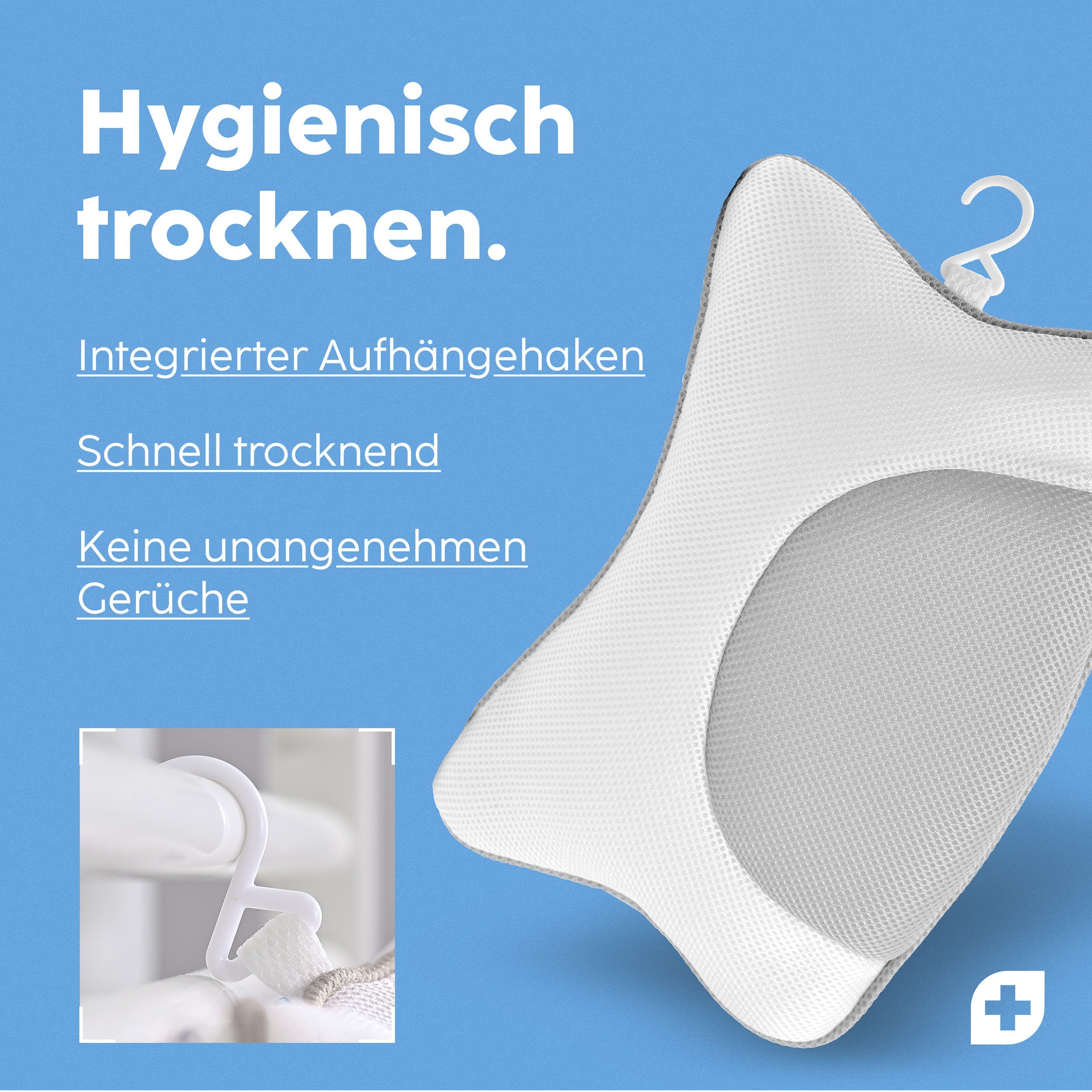Nackenstützkissen Vesta+ Badewannenkissen M mit Saugnäpfen, Badekissen Nackenkissen, Vesta+, Waschmaschinentauglich, Klimaneutral und nachhaltig, Badewannenkissen