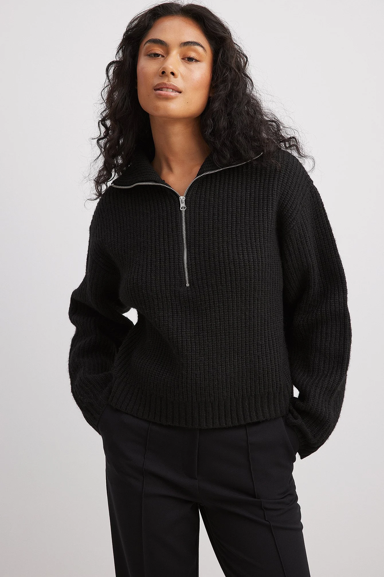 Strickpullover mit Reißverschluss