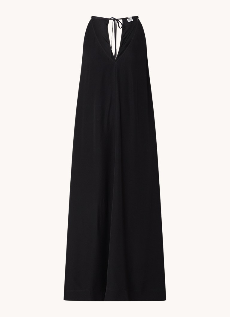 Vestido largo de satén TOTEM con escote en V