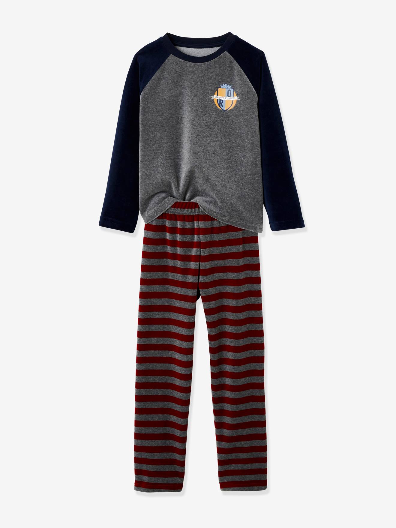 Lot de 2 pyjamas dragon en velours gris moyen chiné
