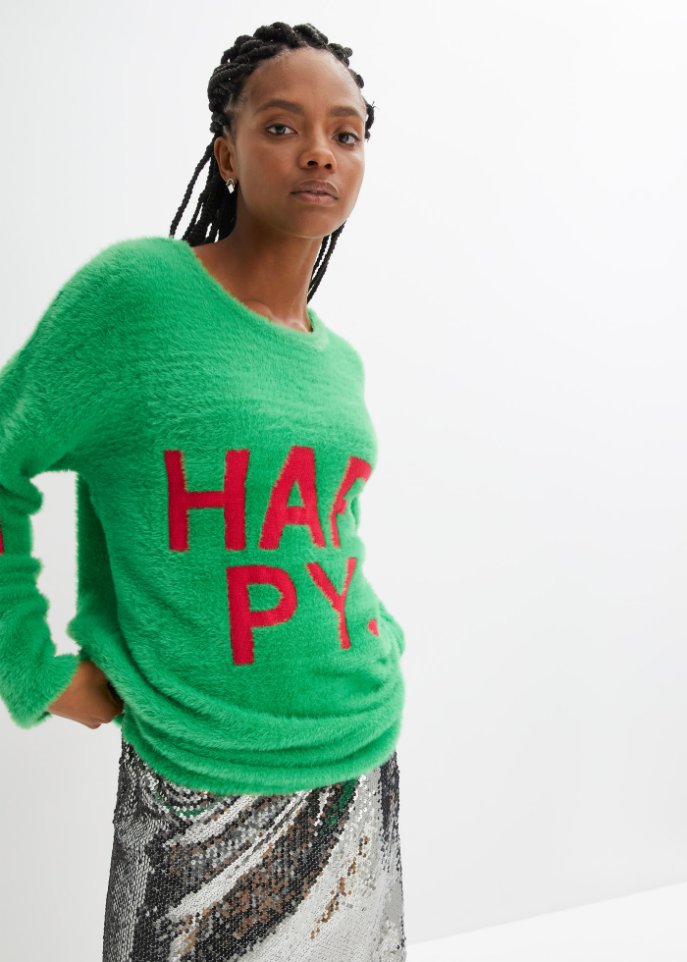 Hairy Strickpullover mit Wording