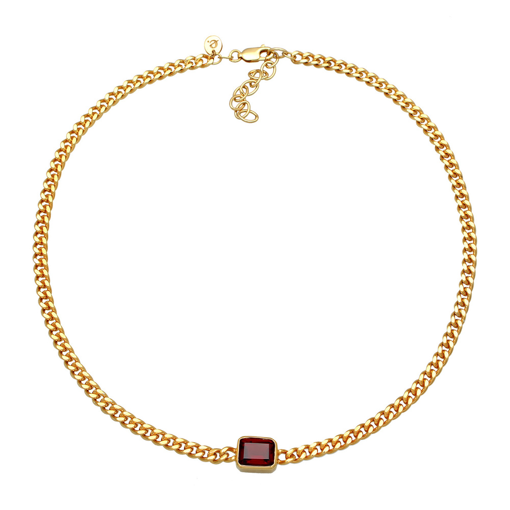 Elli PREMIUM Elli PREMIUM Collier Femmes Choker Classique Elégant avec Grenat pierres précieus collier