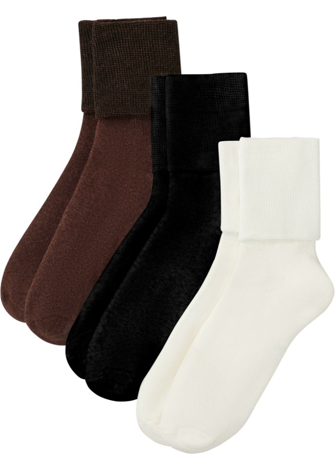 Thermo Halbsocken mit Umschlagbündchen und Innenfrottee (3er Pack)