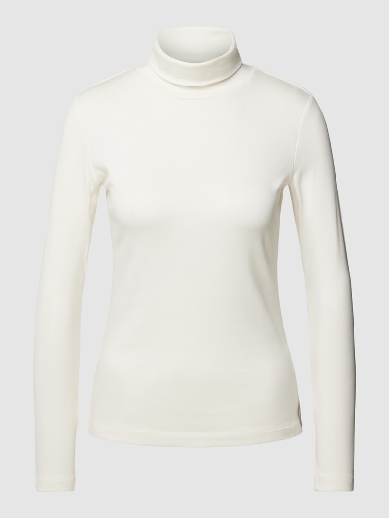 Rollkragenpullover in unifarbenem Design in offwhite