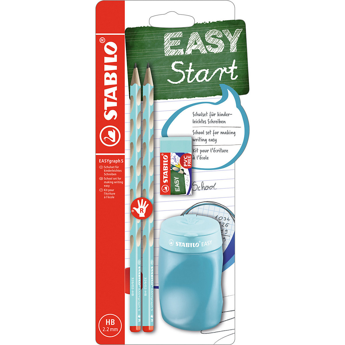 Dreikant-Bleistift EASYgraph Start Set Rechtshänder blau, 4-tlg.