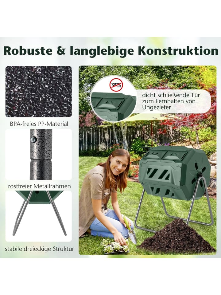 COSTWAY 160L Trommel-Komposter in Grün günstig kaufen onesize